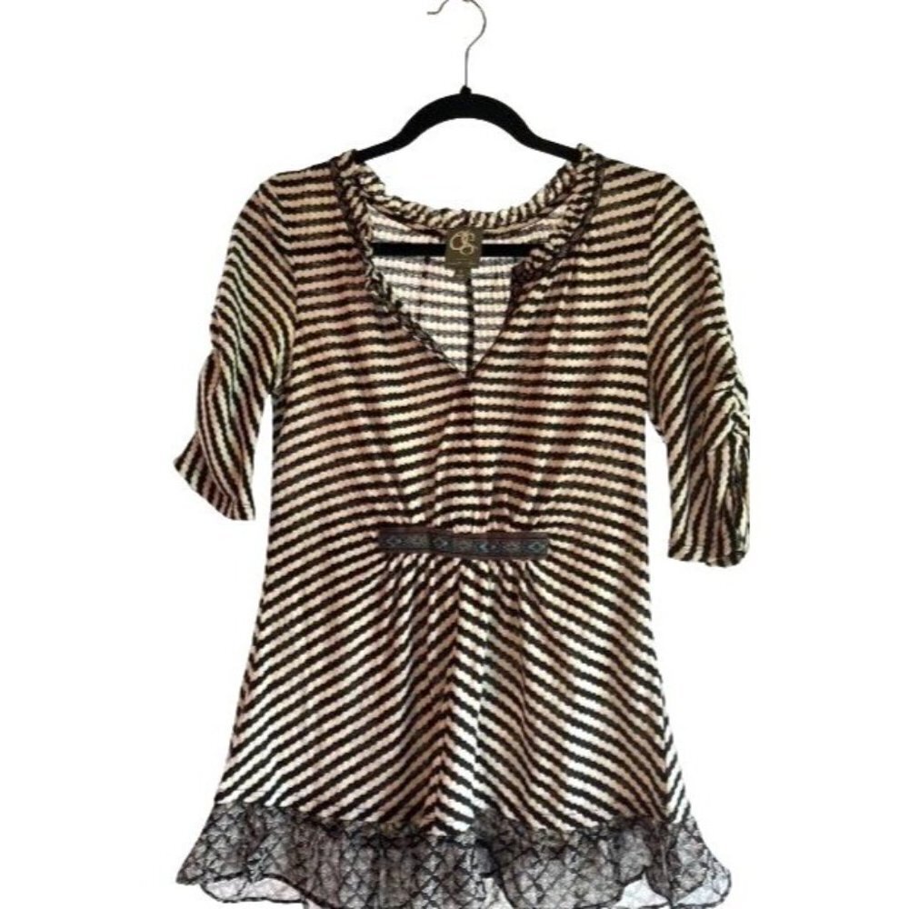 Anthropologie Striped Peplum Blouse - Picture 3 of 14